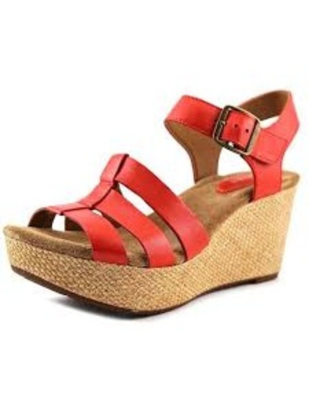 Clarks Caslynn Harp Wedge Sandals Orange Tan Women's Size 8.5 Boho Summer Casual